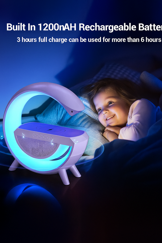 3 IN 1 MULTIFUNCTION G SHAPE LED BLUTOOTH SPEAKER WITH WIRELESD FAST CHARGER