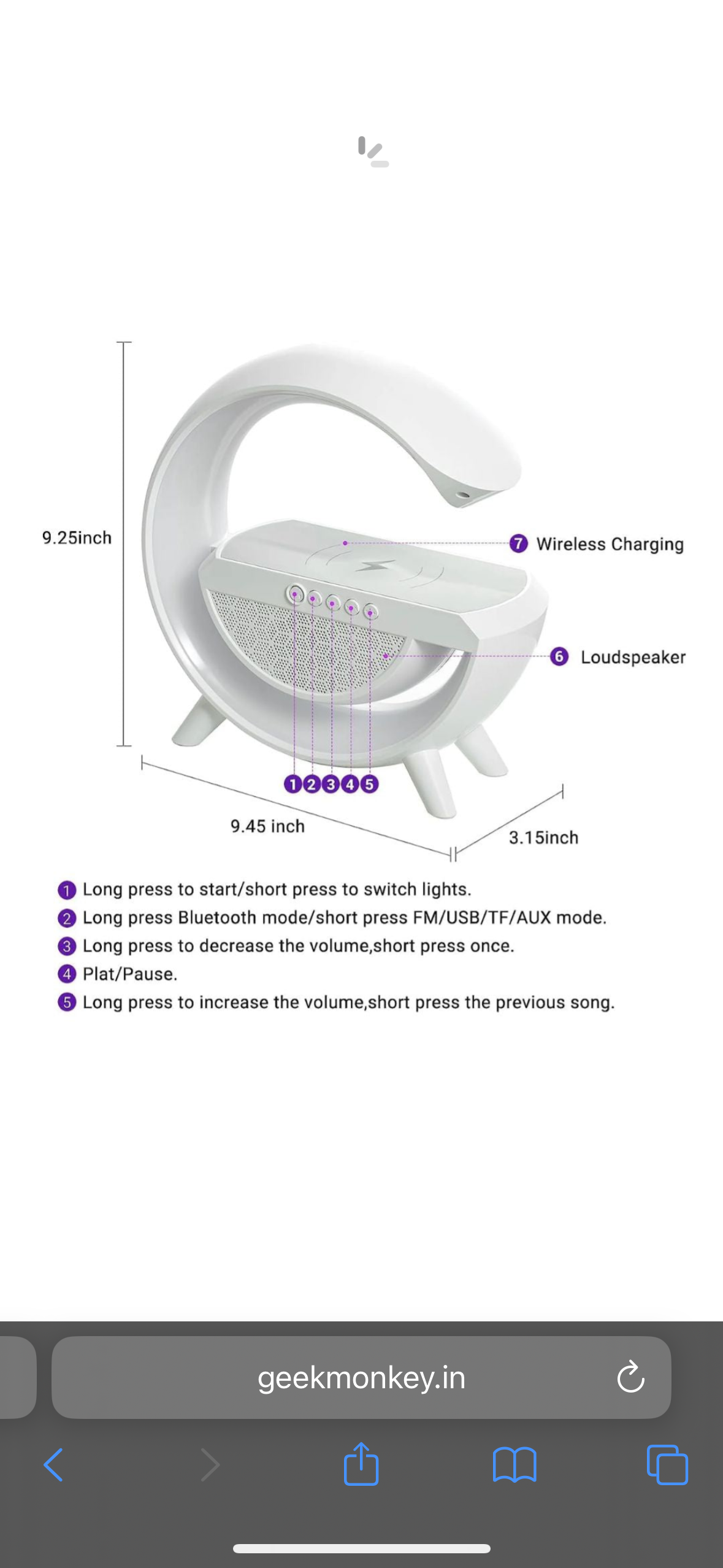 3 IN 1 MULTIFUNCTION G SHAPE LED BLUTOOTH SPEAKER WITH WIRELESD FAST CHARGER